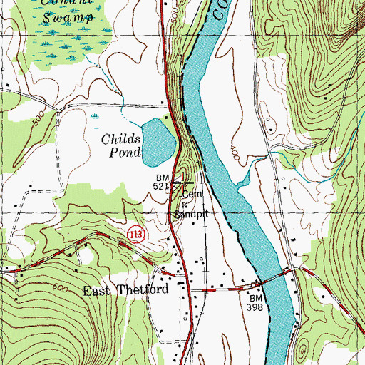 Topographic Map of East Thetford Cemetery, VT