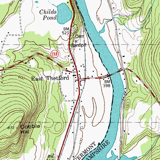 Topographic Map of East Thetford Post Office, VT
