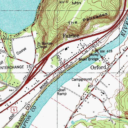 Topographic Map of Fairlee Post Office, VT