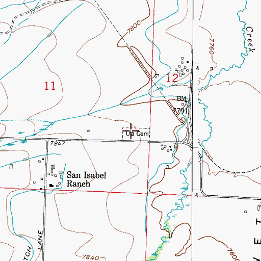 Topographic Map of Ula Cemetery, CO