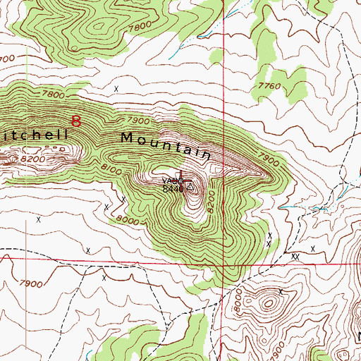 Topographic Map of Mitchell Mountain, CO