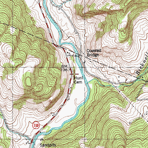 Topographic Map of Hunt Cemetery, VT