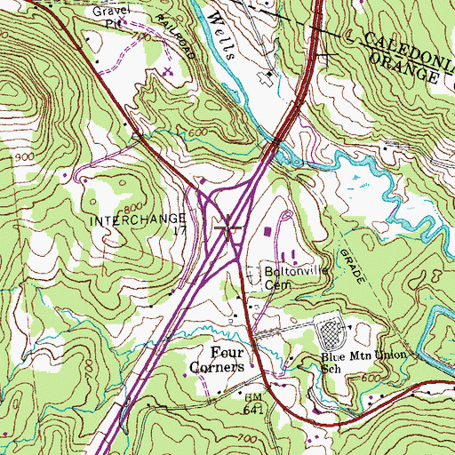 Topographic Map of Interchange 17, VT