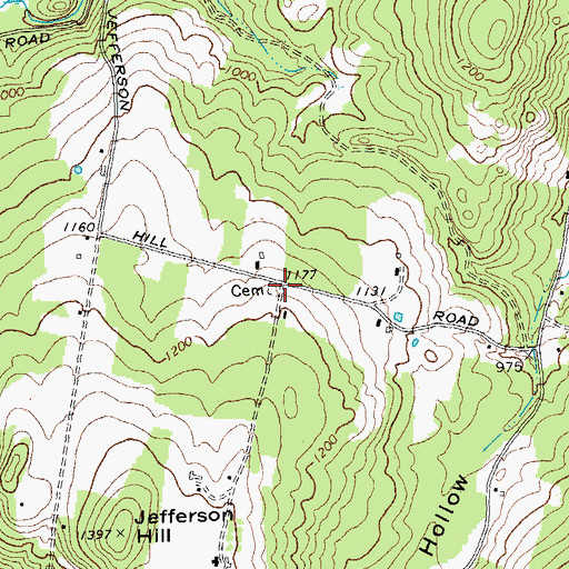 Topographic Map of Jefferson Hill Cemetery, VT