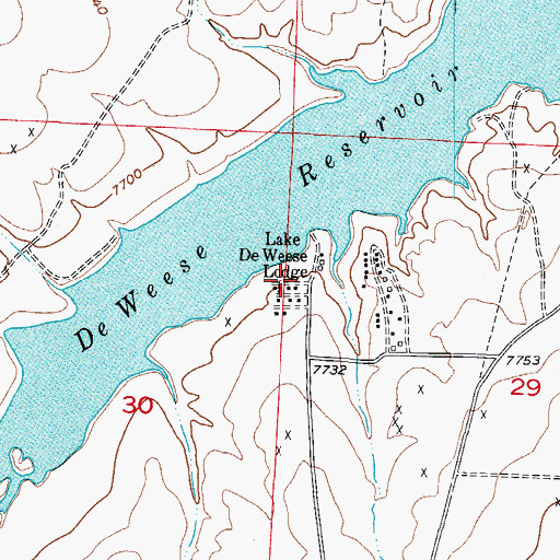 Topographic Map of Lake DeWeese Lodge, CO