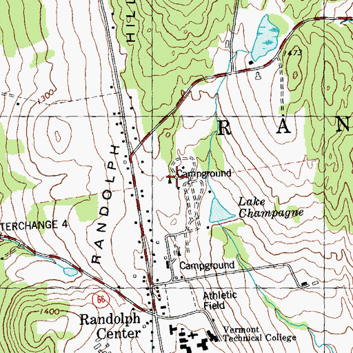 Topographic Map of Lake Champagne Campground, VT