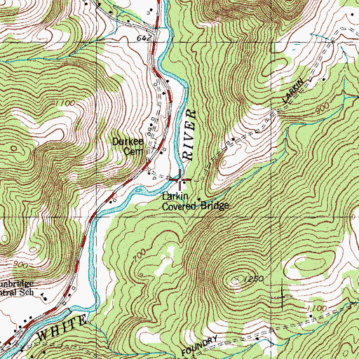 Topographic Map of Larkin Covered Bridge, VT