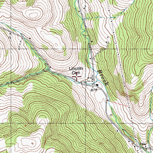 Topographic Map of Lincoln Cemetery, VT