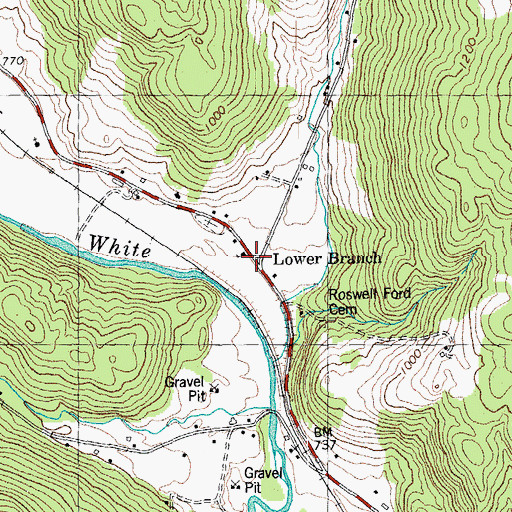 Topographic Map of Lower Branch, VT