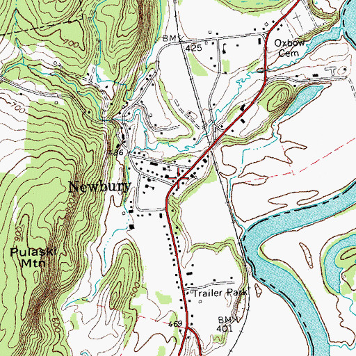 Topographic Map of Newbury Post Office, VT