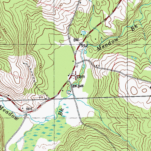 Topographic Map of Meadow Meeting House Cemetery, VT