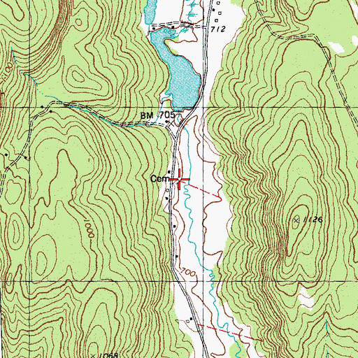 Topographic Map of Middle Brook Cemetery, VT