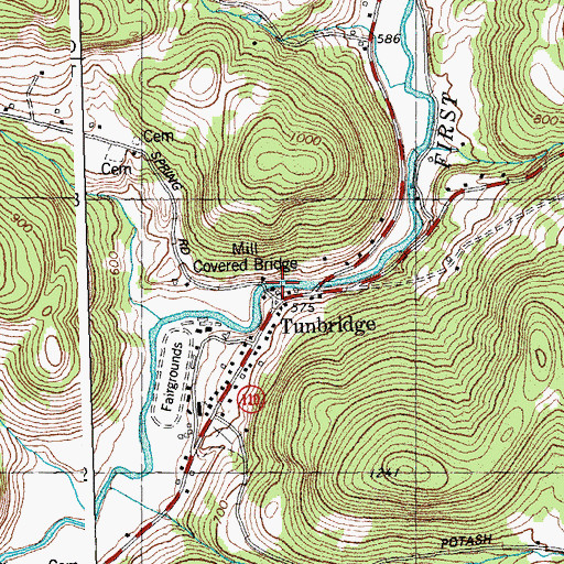 Topographic Map of Mill Covered Bridge, VT