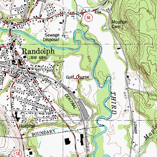 Topographic Map of Montague Golf Course, VT