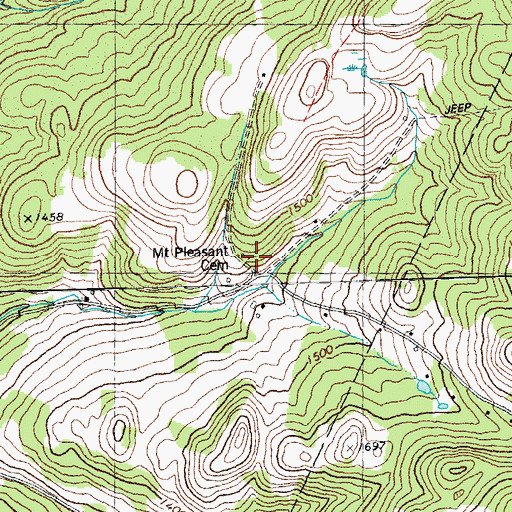 Topographic Map of Mount Pleasant Cemetery, VT