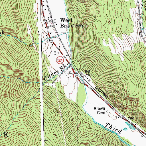 Topographic Map of Mountain View Cemetery, VT