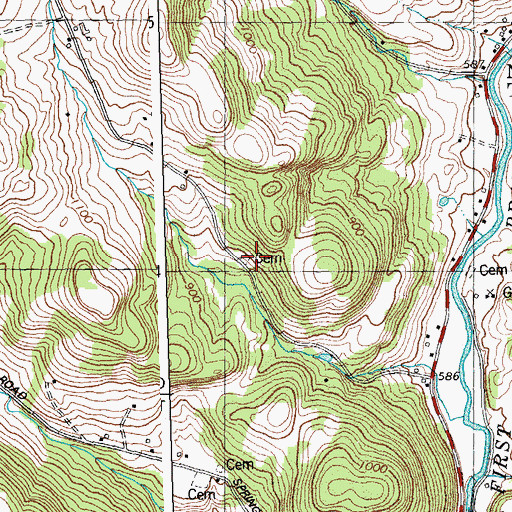 Topographic Map of Old Meeting House Cemetery, VT