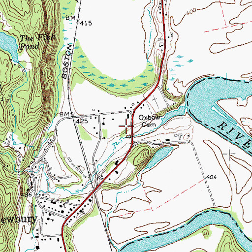 Topographic Map of Oxbow Cemetery, VT