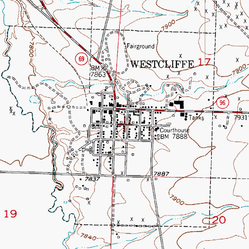 Topographic Map of Westcliffe, CO