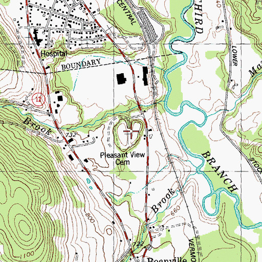 Topographic Map of Pleasant View Cemetery, VT