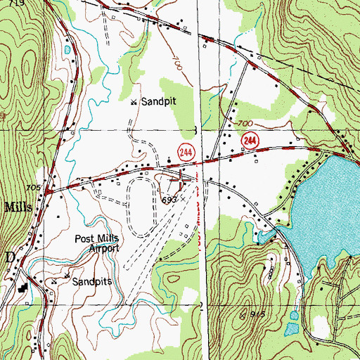 Topographic Map of Post Mills Cemetery, VT