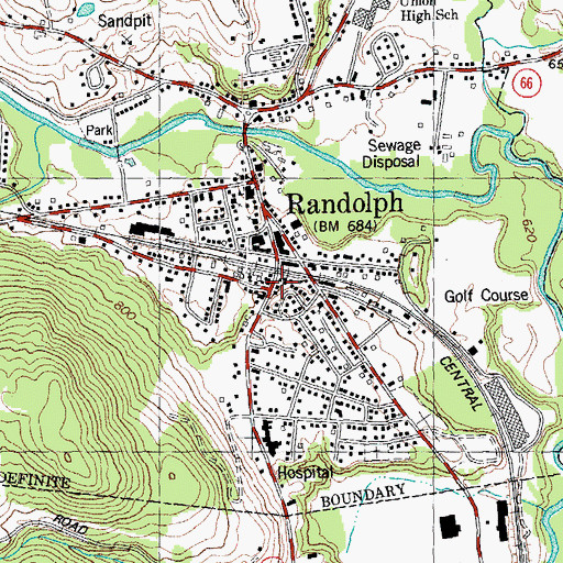 Topographic Map of Randolph Center Historic District, VT