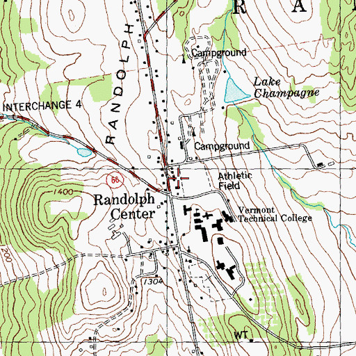 Topographic Map of Randolph Center Post Office, VT