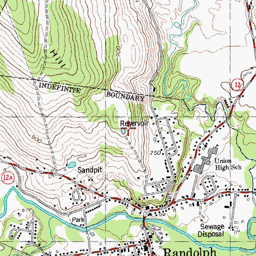 Topographic Map of Randolph Reservoir, VT