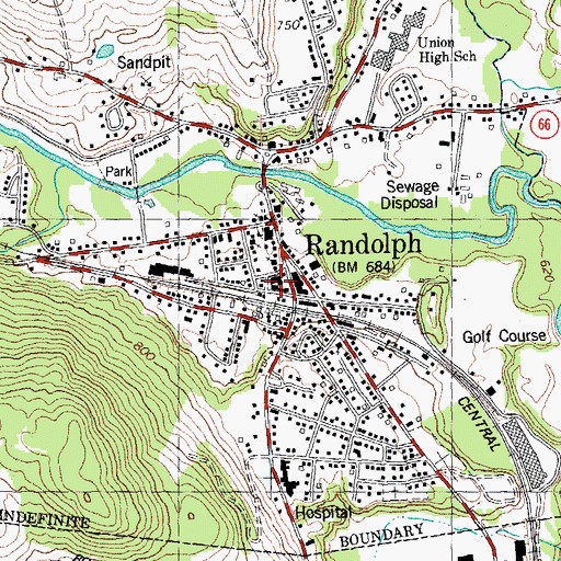 Topographic Map of Randolph Town Hall, VT