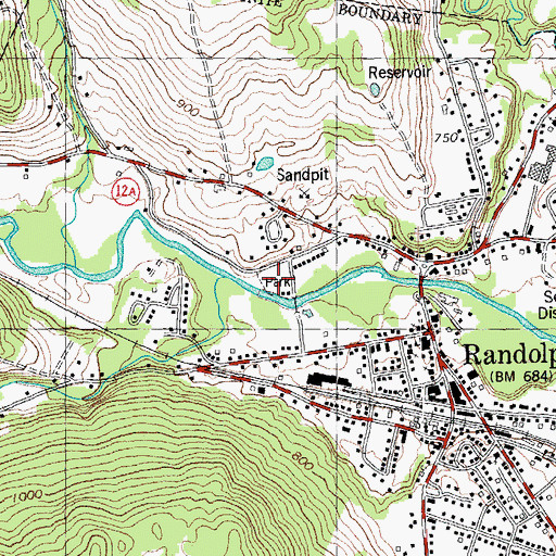 Topographic Map of Randolph-Town Recreation Center, VT