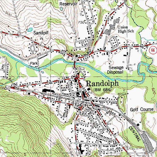Topographic Map of Randolph Schools, VT