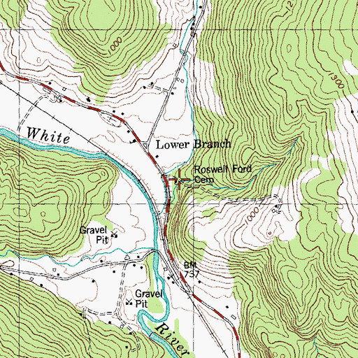 Topographic Map of Roswell Ford Cemetery, VT