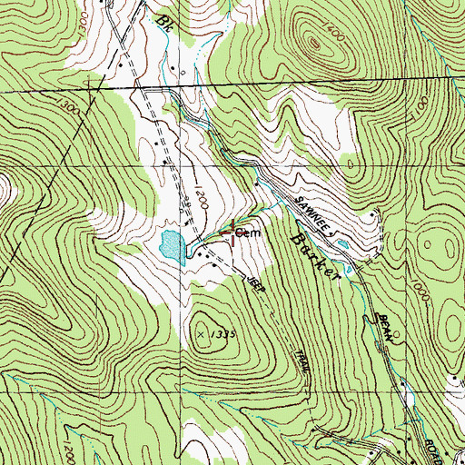 Topographic Map of Sawnee Bean Cemetery, VT