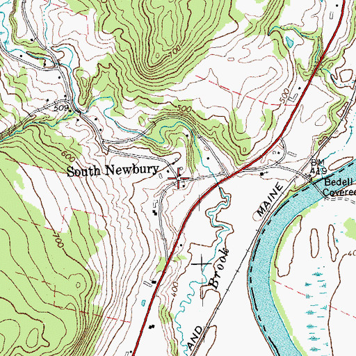 Topographic Map of South Newbury Village Historic District, VT