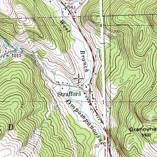 Topographic Map of Strafford Cemetery, VT