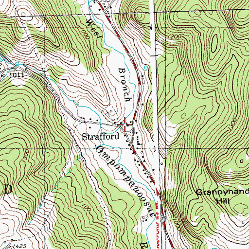 Topographic Map of Strafford Meeting House, VT