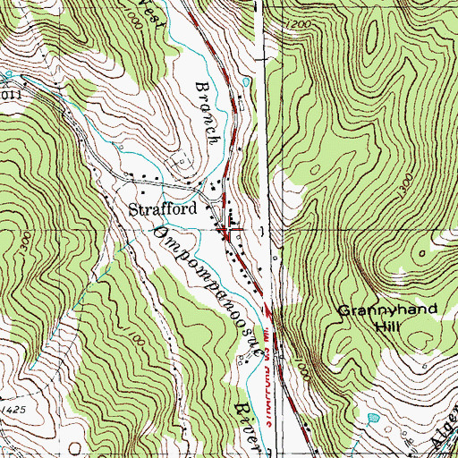 Topographic Map of Strafford Post Office, VT