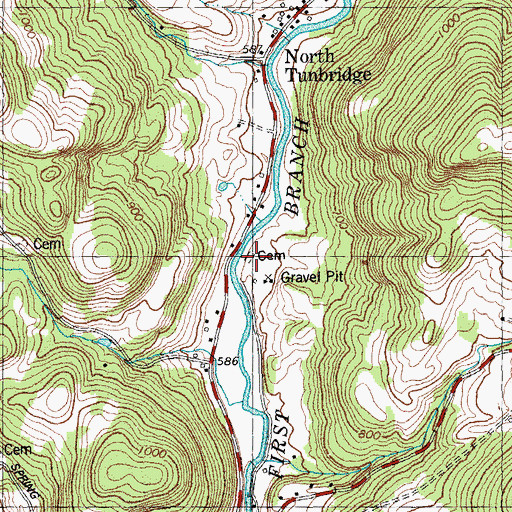 Topographic Map of Strafford Road Cemetery, VT