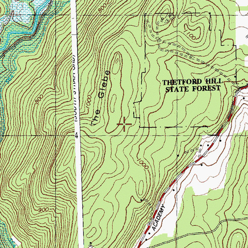 Topographic Map of The Glebe Cemetery, VT