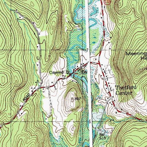 Topographic Map of Thetford Center Covered Bridge, VT