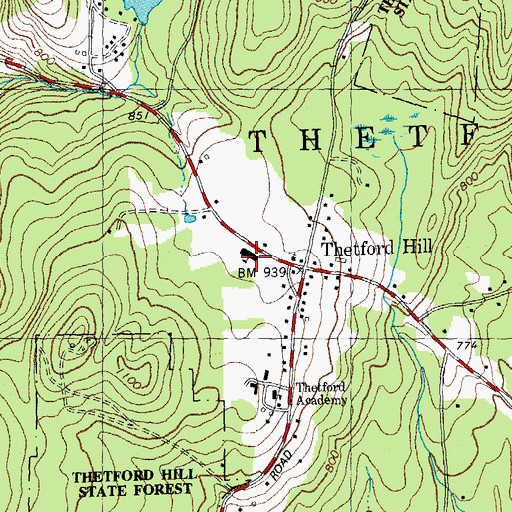 Topographic Map of Thetford Elementary School, VT