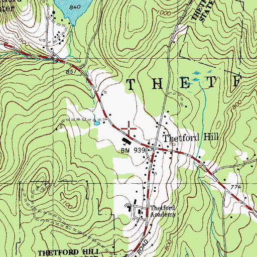 Topographic Map of Thetford Post Office, VT