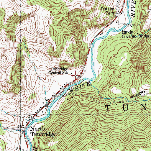 Topographic Map of Tunbridge Central School, VT