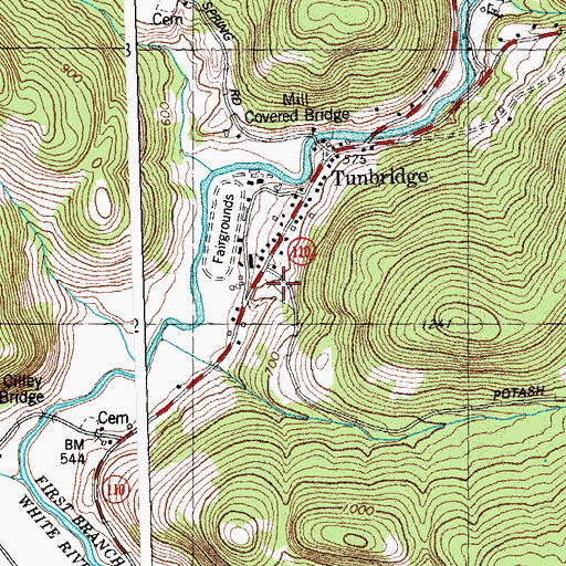 Topographic Map of Tunbridge Village Cemetery, VT