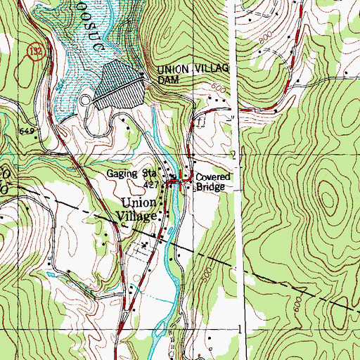 Topographic Map of Union Village Covered Bridge, VT