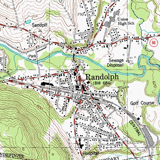 Topographic Map of United Church of Randolph, VT