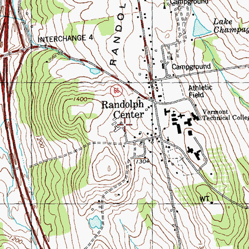 Topographic Map of Vermont Technical College Farm, VT