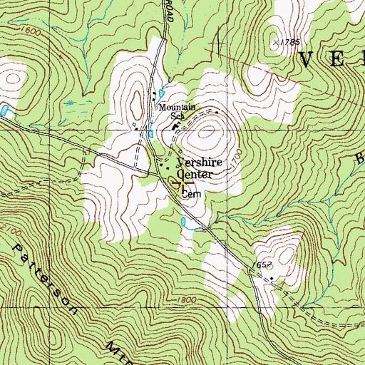 Topographic Map of Vershire Center Cemetery, VT
