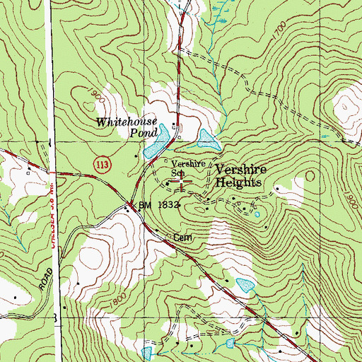 Topographic Map of Vershire Elementary School, VT
