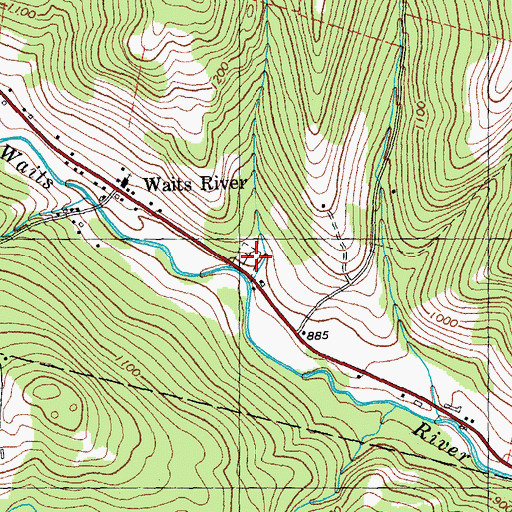 Topographic Map of Waits River Cemetery, VT